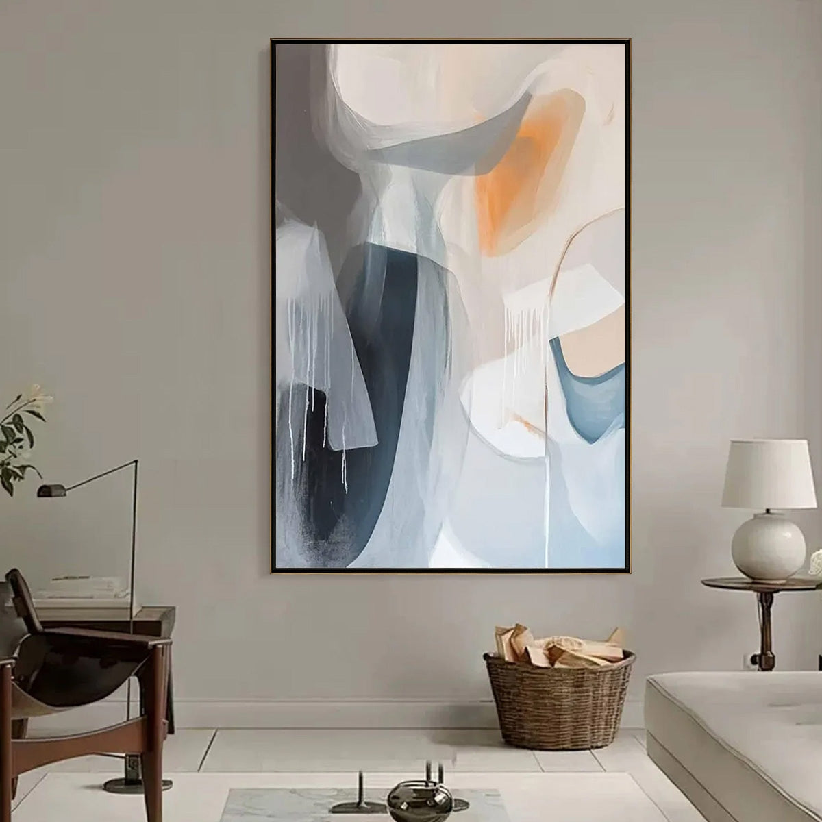 ABSTRACT FLOW: Modern Minimalist Abstract Oil Painting — Front View | Abstract Oil Painting for Home Decor