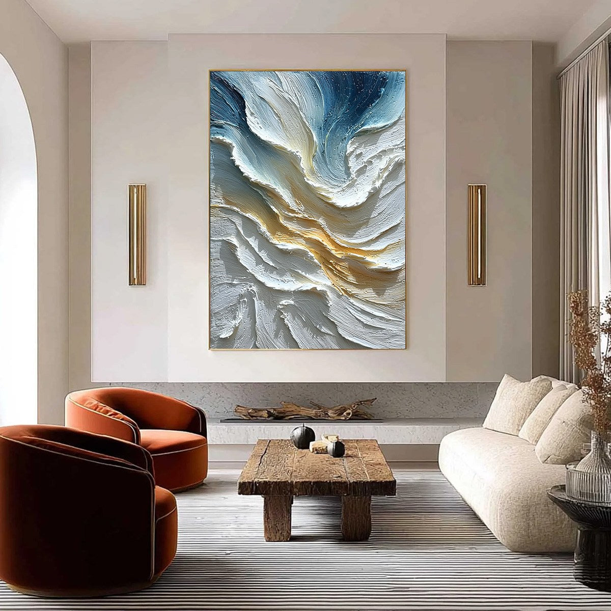 AEGEAN CREST: Textured Abstract Seascape Oil Painting — Front View | Abstract Oil Painting for Home Decor