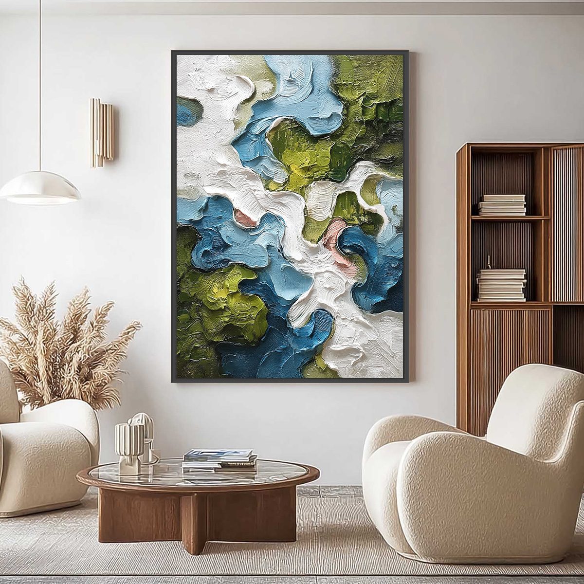 AERIALIS: Heavy Texture Abstract Landscape Oil Painting — Front View | Abstract Oil Painting for Home Decor