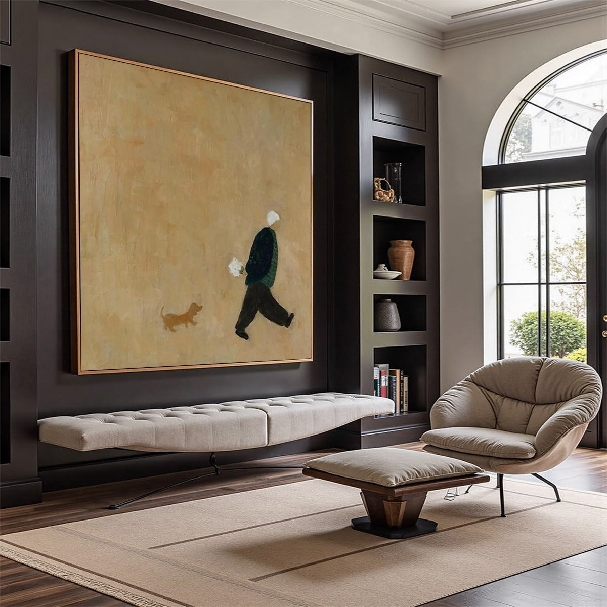 AFTERNOON STROLL: Minimalist Figurative Oil Painting — Front View | Abstract Oil Painting for Home Decor