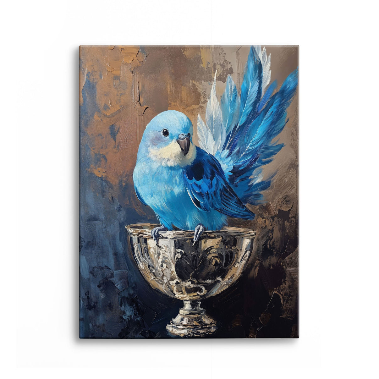Azure Serenade | Hand-Painted Canvas Art | QSQart — Front View | Abstract Oil Painting for Home Decor