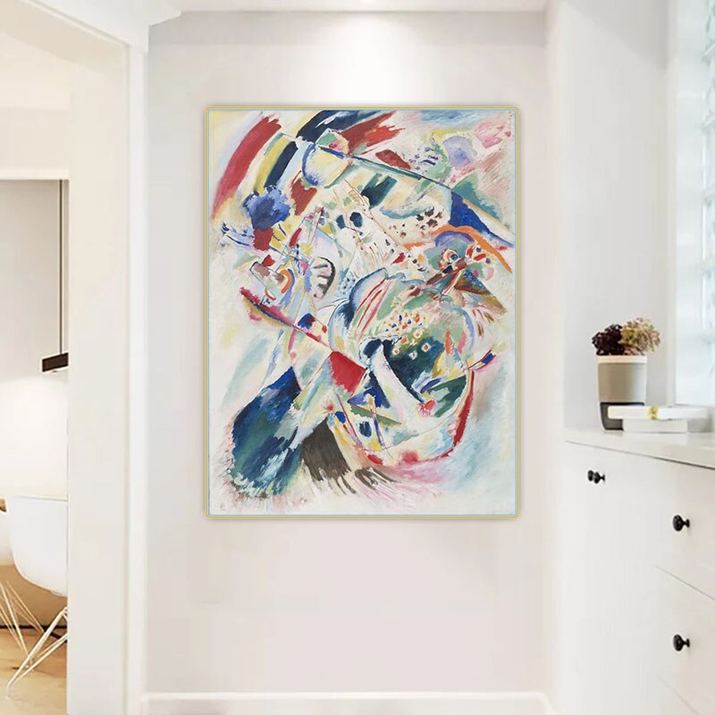 Abstract Expressionist Canvas Art: Colorful Kandinsky — Front View | Abstract Oil Painting for Home Decor