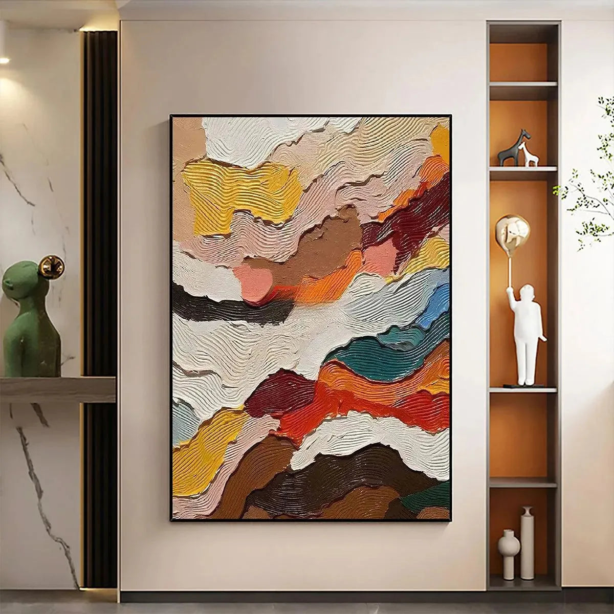 ABSTRACT LANDSCAPE: Textured Abstract Painting, Colorful Landscape ... — Front View | Abstract Oil Painting for Home Decor
