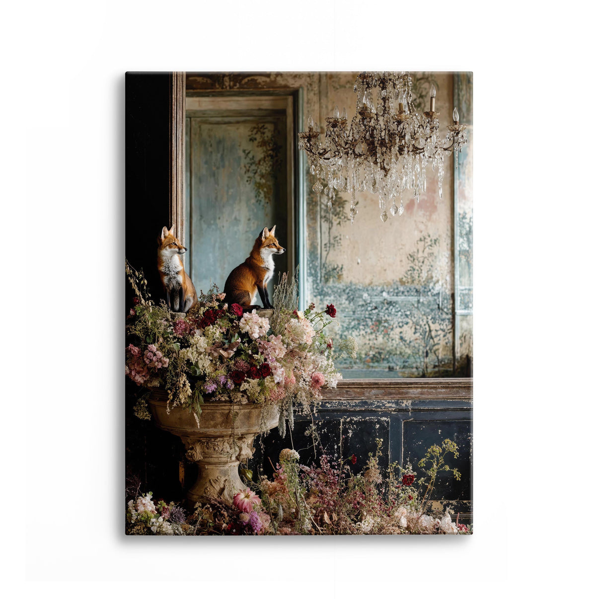 Baroque Wildlife | Hand-Painted Canvas Art | QSQart — Front View | Abstract Oil Painting for Home Decor
