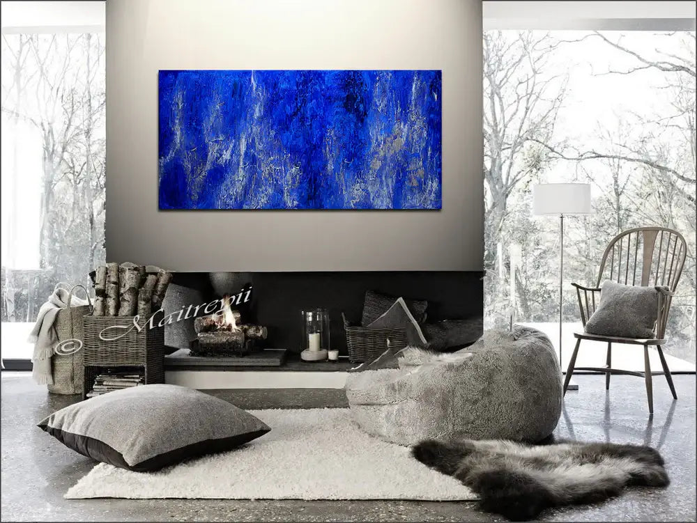 Abstract Art | Blue Visual Depth Texture |... | Canvas Art | QSQart — Front View | Abstract Oil Painting for Home Decor