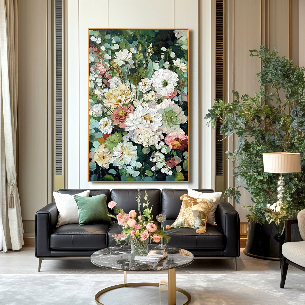 Abundant Garden — Front View | Abstract Oil Painting for Home Decor