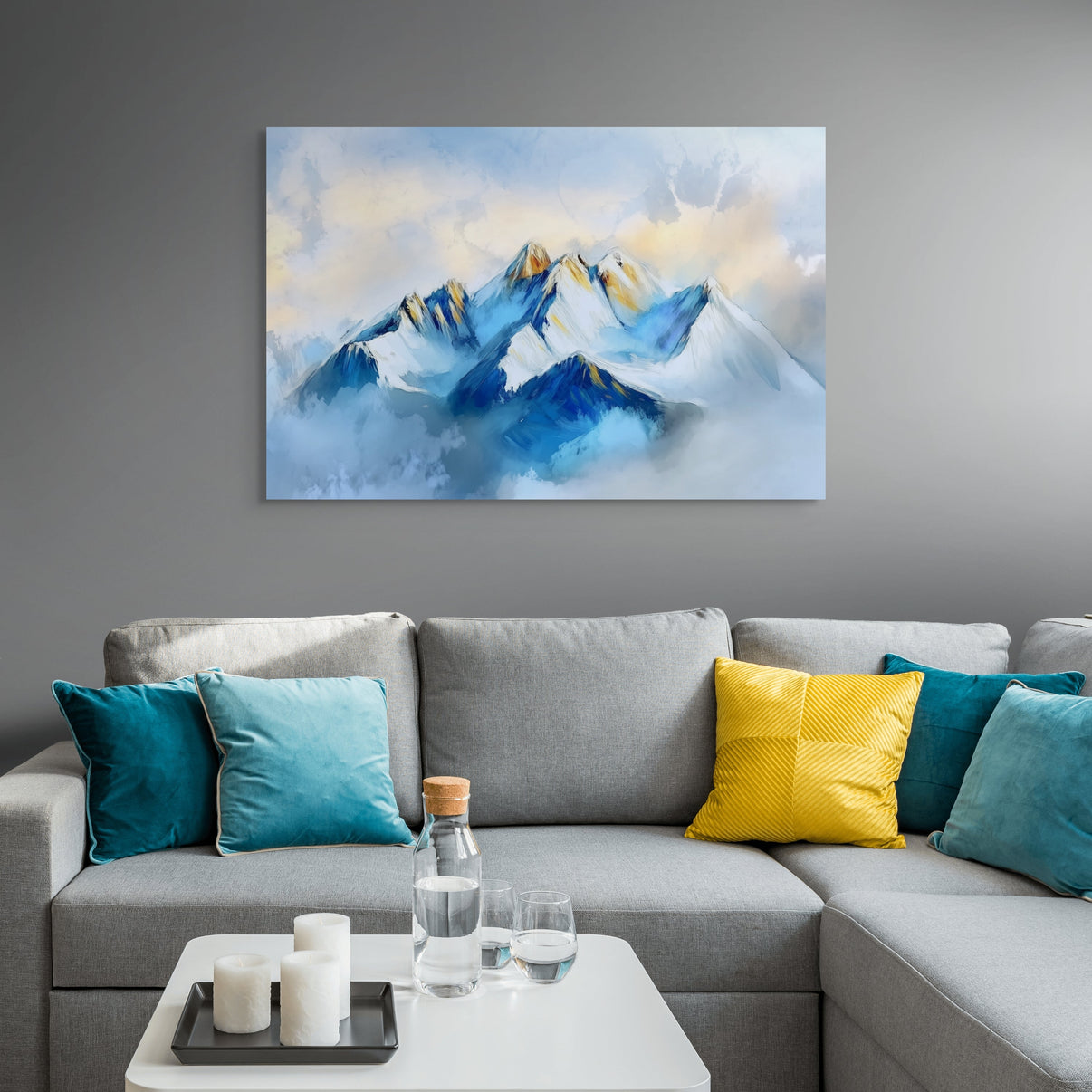 Alpine Symphony | Hand-Painted Canvas Art | QSQart — Front View | Abstract Oil Painting for Home Decor