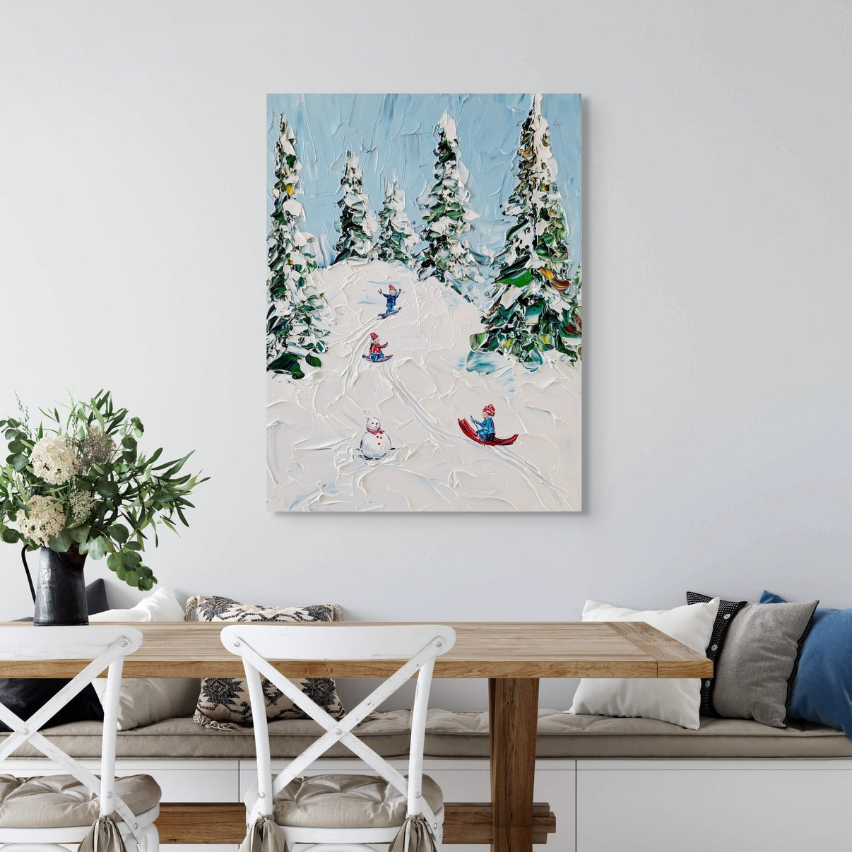 A Snowy Day | Abstract Canvas Wall Art | QSQart — Front View | Abstract Oil Painting for Home Decor