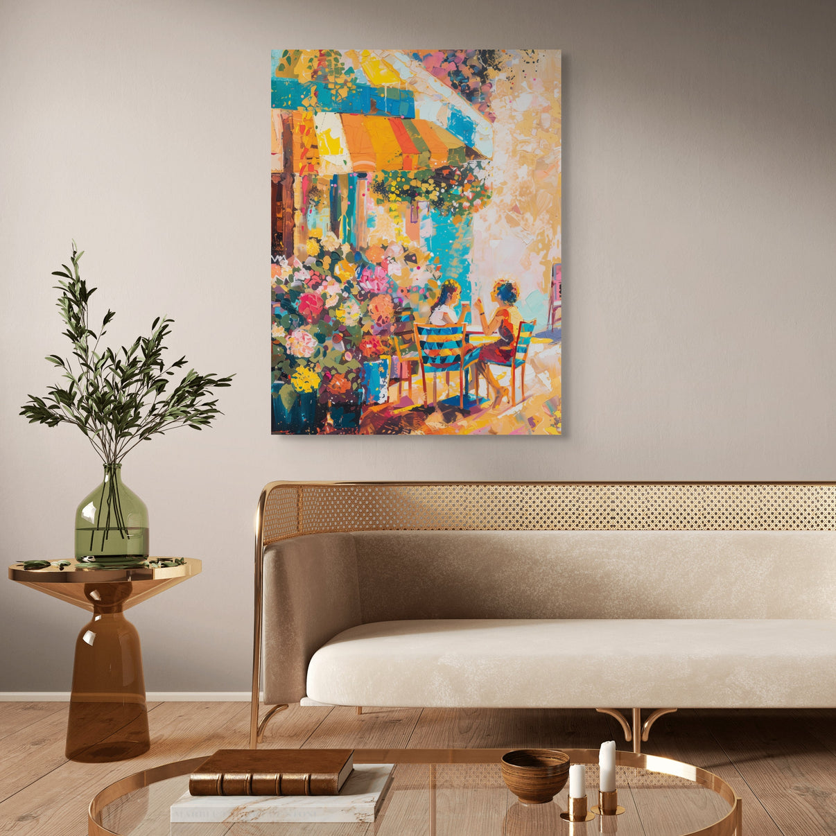 A Table For Two | Abstract Canvas Wall Art | QSQart — Front View | Abstract Oil Painting for Home Decor