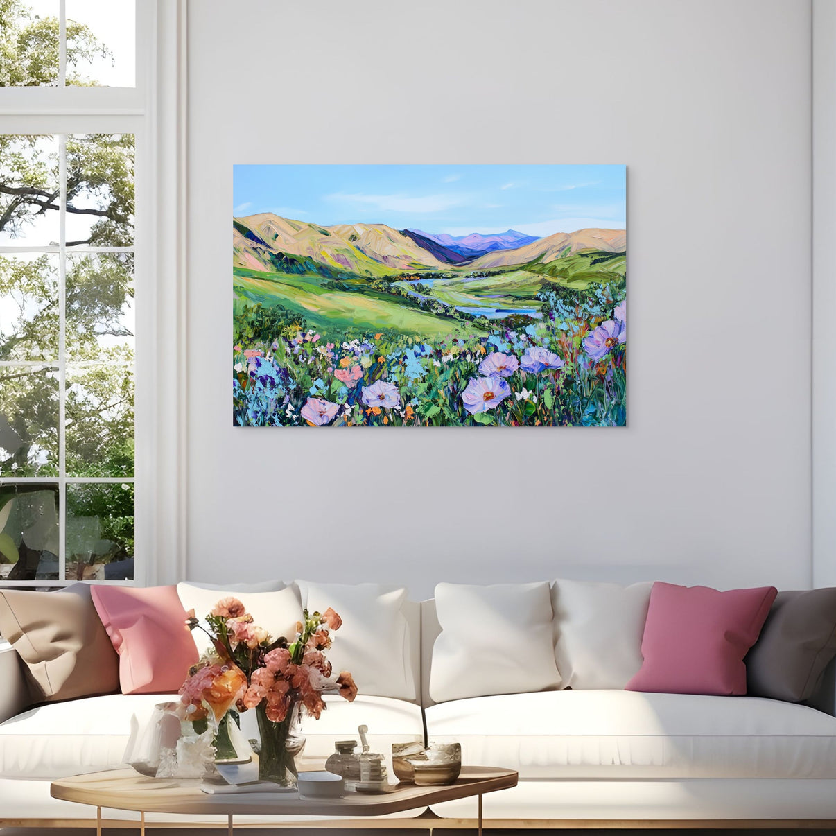 Among the Wildflowers | Floral Canvas Art | QSQart — Front View | Abstract Oil Painting for Home Decor