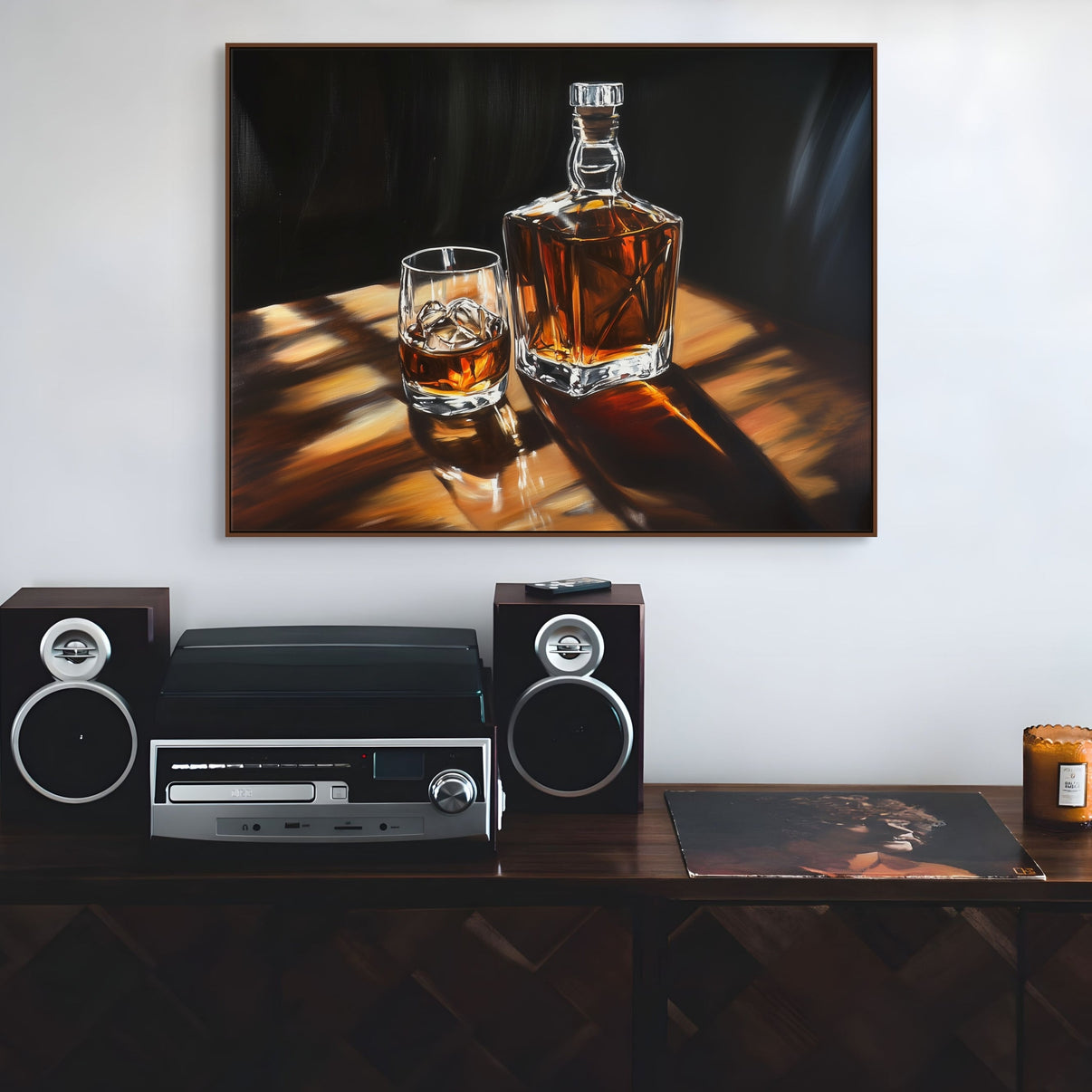 Amber Glow | Hand-Painted Canvas Art | QSQart — Front View | Abstract Oil Painting for Home Decor