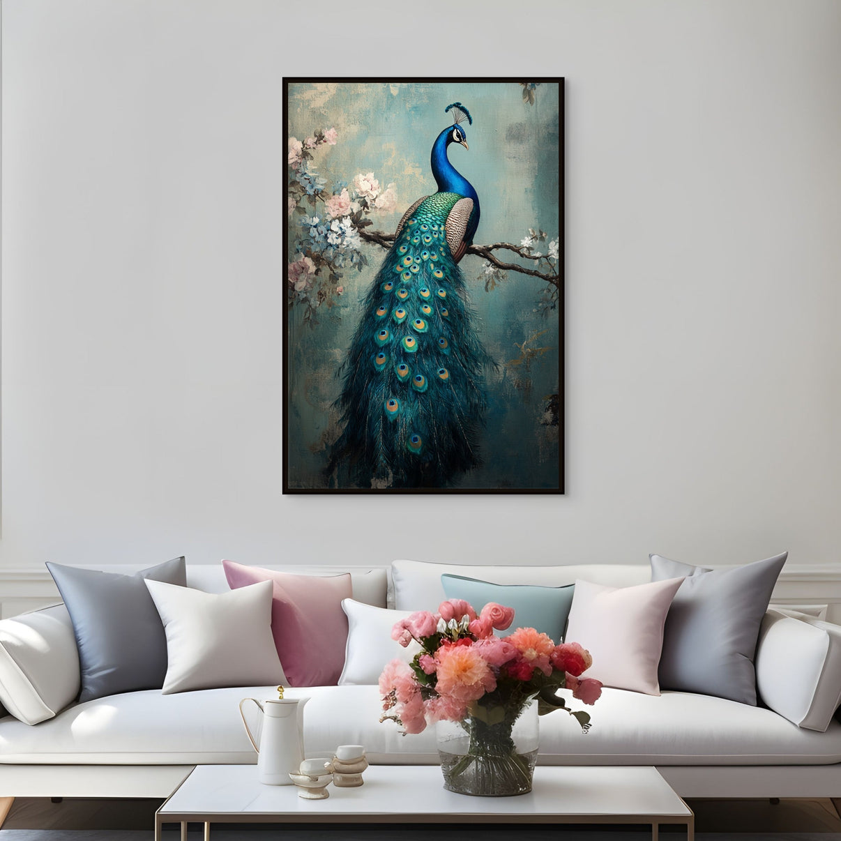 A Bird Among Feathers | Abstract Canvas Wall Art | QSQart — Front View | Abstract Oil Painting for Home Decor
