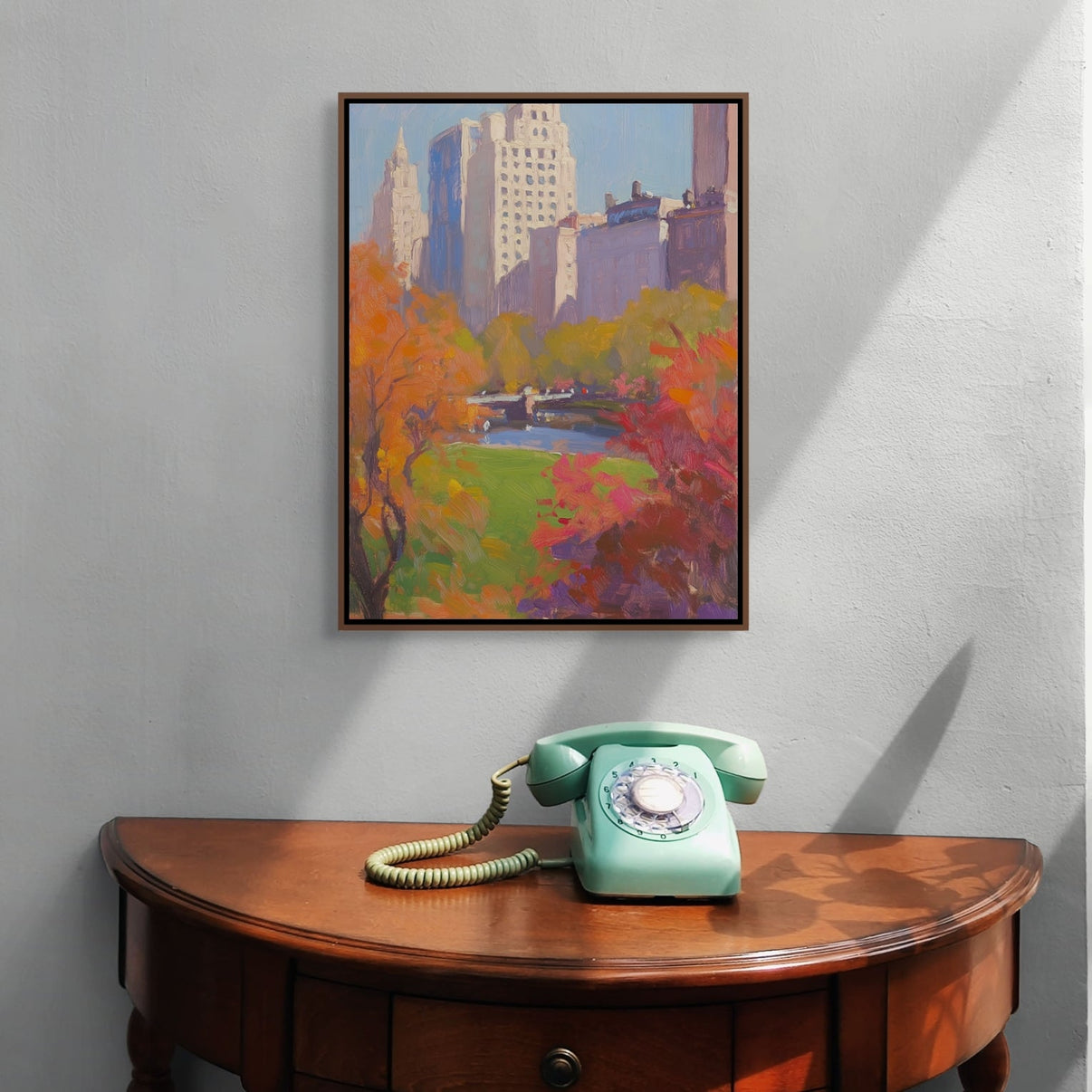 Autumn in the City | Hand-Painted Canvas Art | QSQart — Front View | Abstract Oil Painting for Home Decor