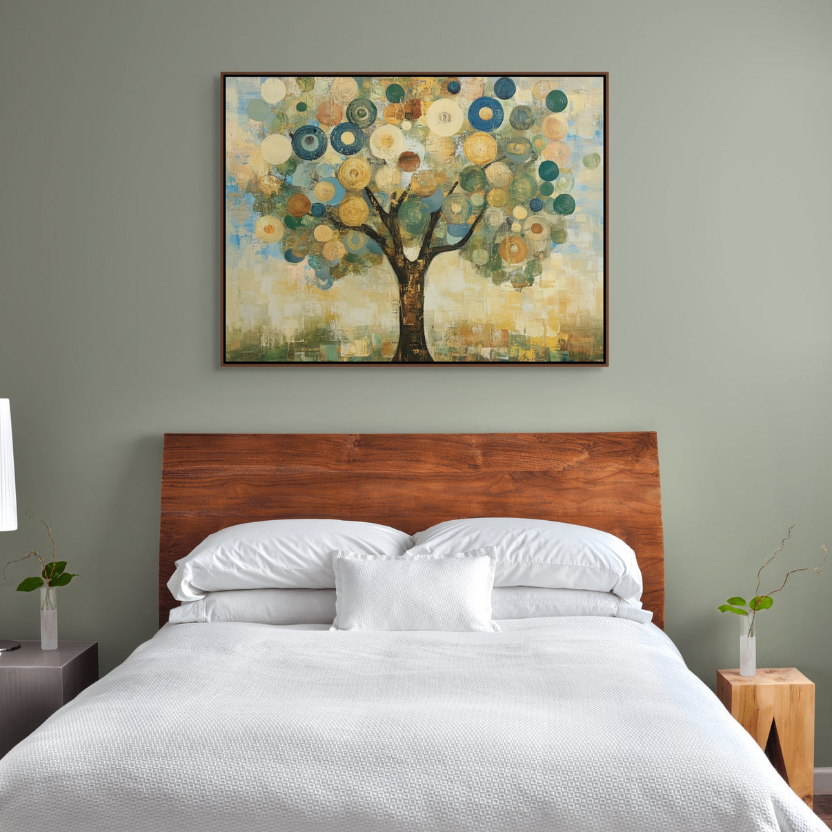 Around the Tree | Hand-Painted Canvas Art | QSQart — Front View | Abstract Oil Painting for Home Decor