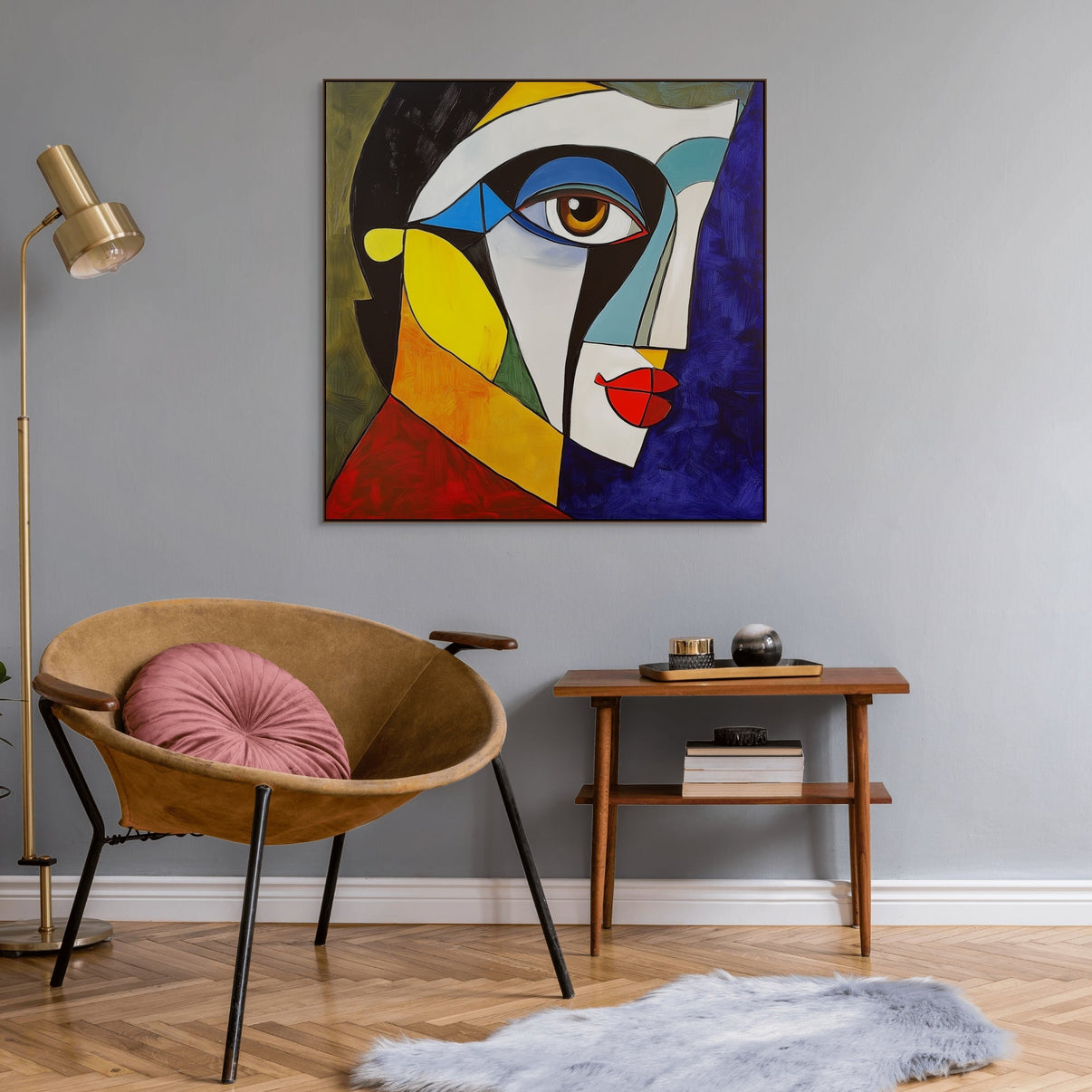 Amber Stare | Hand-Painted Canvas Art | QSQart — Front View | Abstract Oil Painting for Home Decor
