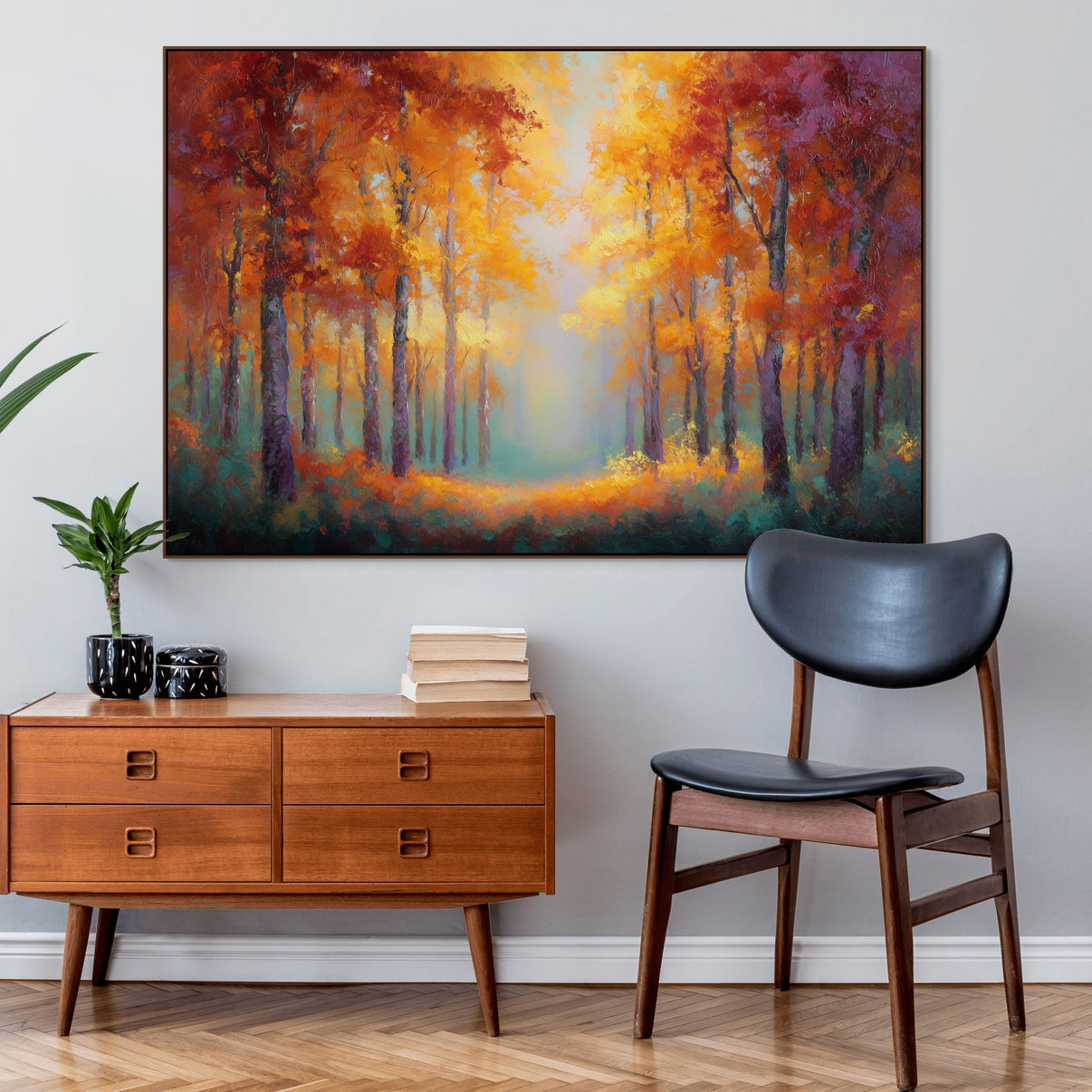 Autumn Light | Hand-Painted Canvas Art | QSQart — Front View | Abstract Oil Painting for Home Decor
