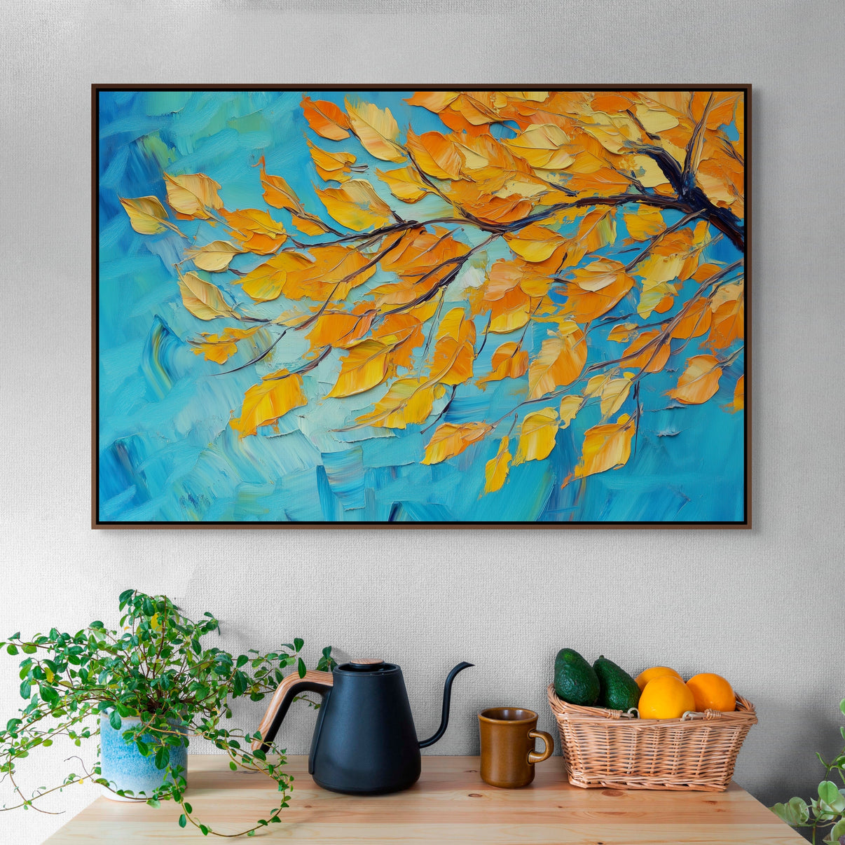 Autumn Leaves | Hand-Painted Canvas Art | QSQart — Front View | Abstract Oil Painting for Home Decor