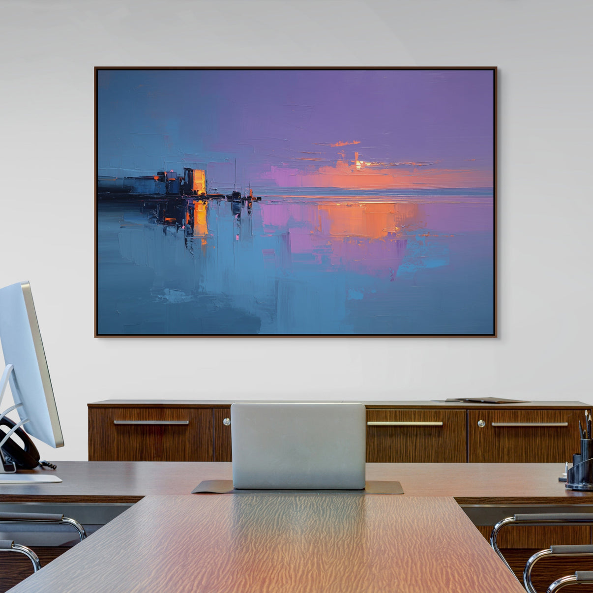 Anchored Stillness | Hand-Painted Canvas Art | QSQart — Front View | Abstract Oil Painting for Home Decor