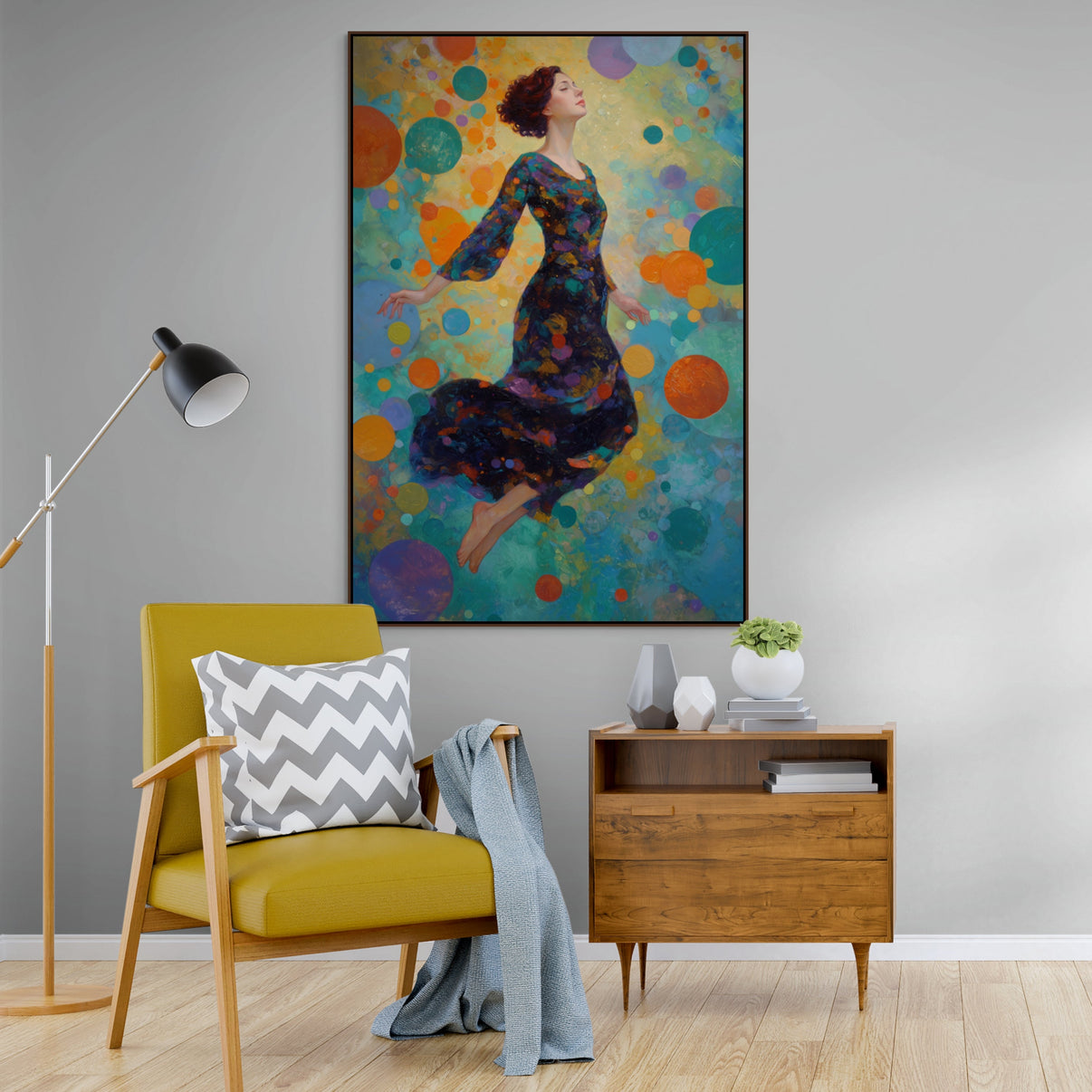 Ascending in Stardust | Hand-Painted Canvas Art | QSQart — Front View | Abstract Oil Painting for Home Decor