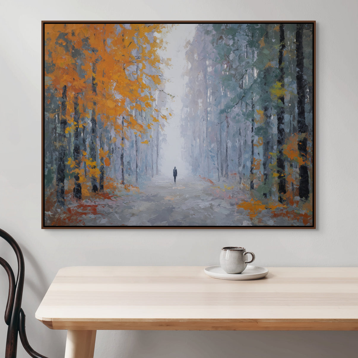 Autumn Mist | Hand-Painted Canvas Art | QSQart — Front View | Abstract Oil Painting for Home Decor
