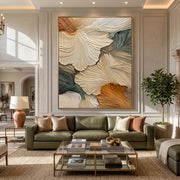 "3D-Textured Art｜Abstract Ginkgo Leaf" - Modern Heavy Impasto Botanical Tree Artwork | 3D Rich Color Palette Knife Painting | Luxury Vertical Wall Art #Q 30