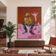 "POP Art" - Modern Heavy Impasto Abstract Artwork | Rich Color Palette Knife Painting | Luxury Vertical Wall Art #Q 60