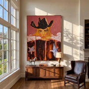 "POP Art" - Modern Heavy Impasto Western Animal Artwork | Rich Color Palette Knife Painting | Luxury Vertical Wall Art #Q 62