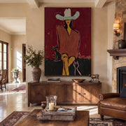 "POP Art" - Modern Heavy Impasto Western Animal Artwork | Rich Color Palette Knife Painting | Luxury Vertical Wall Art #Q 56