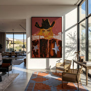"POP Art" - Modern Heavy Impasto Western Animal Artwork | Rich Color Palette Knife Painting | Luxury Vertical Wall Art #Q 62