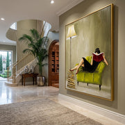 "Impressionist Art｜Woman Reading" - Modern Heavy Impasto Abstract Artwork | Rich Color Palette Knife Painting | Luxury Vertical Wall Art #Q 26