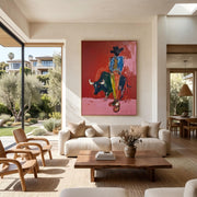 "POP Art" - Modern Heavy Impasto Western Animal Artwork | Rich Color Palette Knife Painting | Luxury Vertical Wall Art #Q 63