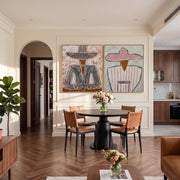 "Vintage Americana Art" - Modern Heavy Impasto Western Animal Artwork | Rich Color Palette Knife Painting | Luxury Two-Panel Vertical Wall Art #Q 50
