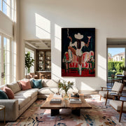 "POP Art" - Modern Heavy Impasto Western Animal Artwork | Rich Color Palette Knife Painting | Luxury Vertical Wall Art #Q 59
