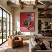 "POP Art" - Modern Heavy Impasto Western Animal Artwork | Rich Color Palette Knife Painting | Luxury Vertical Wall Art #Q 63