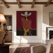 "POP Art" - Modern Heavy Impasto Western Animal Artwork | Rich Color Palette Knife Painting | Luxury Vertical Wall Art #Q 56