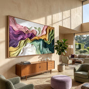 "Abstract Art｜Boho Flow Color Abstract Canvas Print" - Modern Heavy Impasto Abstract Artwork | Rich Color Palette Knife Painting | Luxury Vertical Wall Art #Q 20