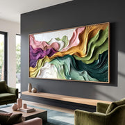 "Abstract Art｜Boho Flow Color Abstract Canvas Print" - Modern Heavy Impasto Abstract Artwork | Rich Color Palette Knife Painting | Luxury Vertical Wall Art #Q 20