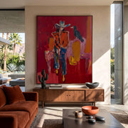 "POP Art" - Modern Heavy Impasto Abstract Artwork | Rich Color Palette Knife Painting | Luxury Vertical Wall Art #Q 57