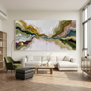 Mountain Rhythms – Heavy Texture Earth-Tone Abstract Painting | Modern Wabi-Sabi Large Living Room Art #Q 546