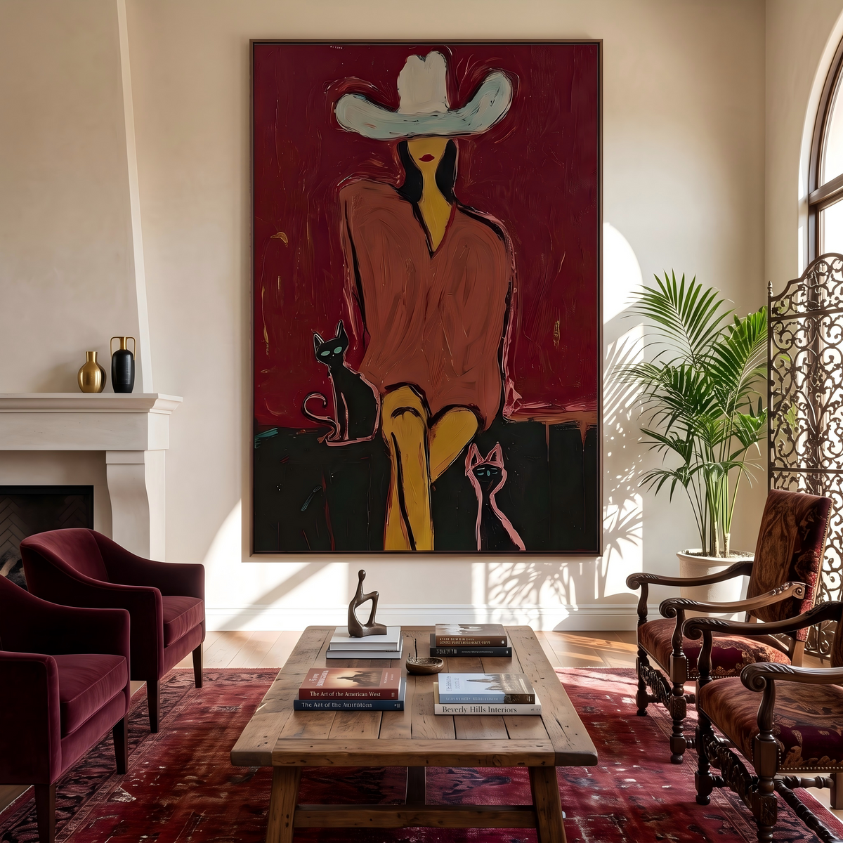 "POP Art" - Modern Heavy Impasto Western Animal Artwork | Rich Color Palette Knife Painting | Luxury Vertical Wall Art #Q 56