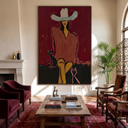"POP Art" - Modern Heavy Impasto Western Animal Artwork | Rich Color Palette Knife Painting | Luxury Vertical Wall Art #Q 56