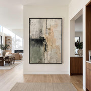 "Wabi‑Sabi Art｜Sage Green Beige Textured Abstract Wall" - Modern Heavy Impasto Abstract Artwork | Rich Color Palette Knife Painting | Luxury Vertical Wall Art #Q 16