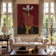 "POP Art" - Modern Heavy Impasto Western Animal Artwork | Rich Color Palette Knife Painting | Luxury Vertical Wall Art #Q 56
