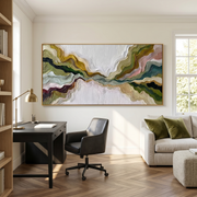 Mountain Rhythms – Heavy Texture Earth-Tone Abstract Painting | Modern Wabi-Sabi Large Living Room Art #Q 546
