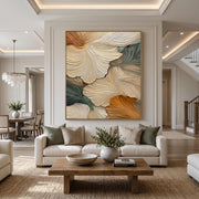 "3D-Textured Art｜Abstract Ginkgo Leaf" - Modern Heavy Impasto Botanical Tree Artwork | 3D Rich Color Palette Knife Painting | Luxury Vertical Wall Art #Q 30
