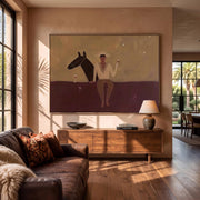 "Vintage Americana Art" - Modern Heavy Impasto Western Animal Artwork | Rich Color Palette Knife Painting | Luxury Horizontal Wall Art #Q 51
