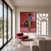 "POP Art" - Modern Heavy Impasto Western Animal Artwork | Rich Color Palette Knife Painting | Luxury Vertical Wall Art #Q 63