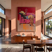 "POP Art" - Modern Heavy Impasto Western Animal Artwork | Rich Color Palette Knife Painting | Luxury Vertical Wall Art #Q 68