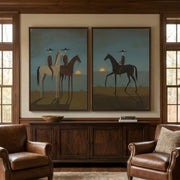 "Vintage Americana Art" - Modern Heavy Impasto Abstract Artwork | Rich Color Palette Knife Painting | Luxury Two-Panel Vertical Wall Art #Q 9