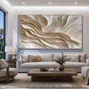 "3D-Textured Art｜Earthy‑Tone Soft Fold Abstract Wall" - Modern Heavy Impasto Abstract Artwork | 3D Rich Color Palette Knife Painting | Luxury Vertical Wall Art #Q 29